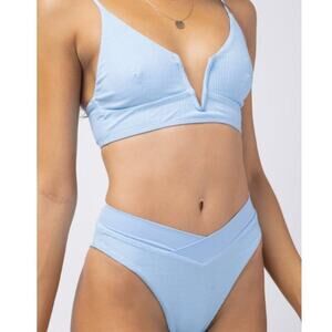 L*Space Pointelle Rib Siren Bikini Top Small
